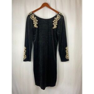 NWT Monroe & Main Cocktail Dress XL Black Gold Velvet Old Money Classic Elegant